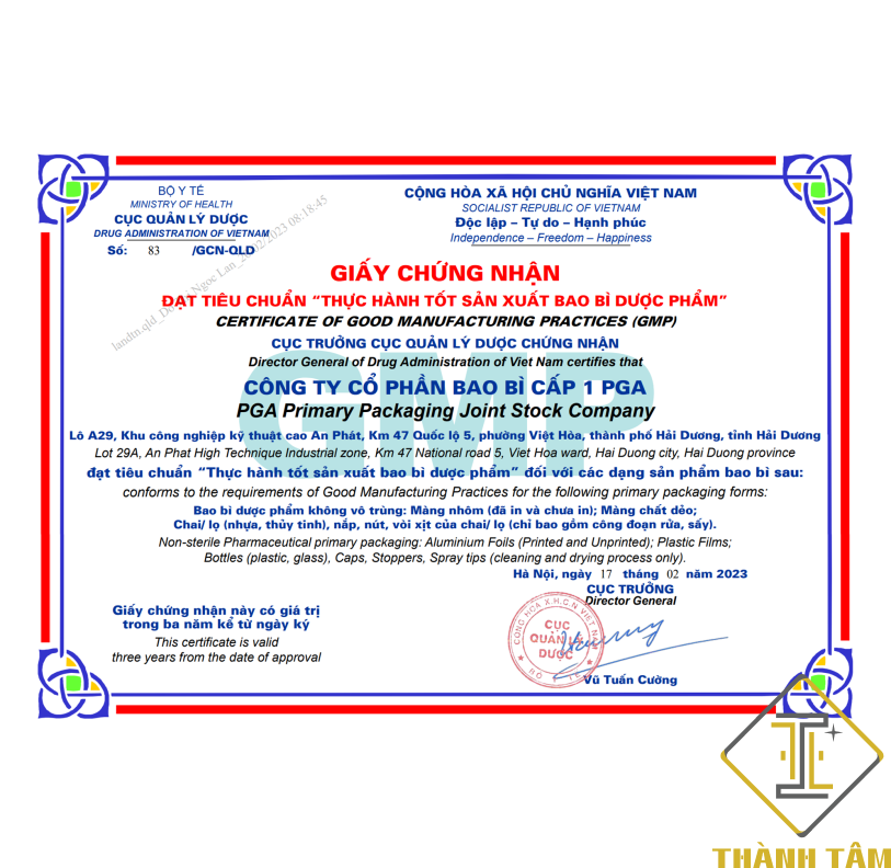 Giấy chứng nhận GMP WHO